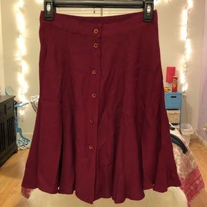 Knee/Thigh Length burgundy Skirt